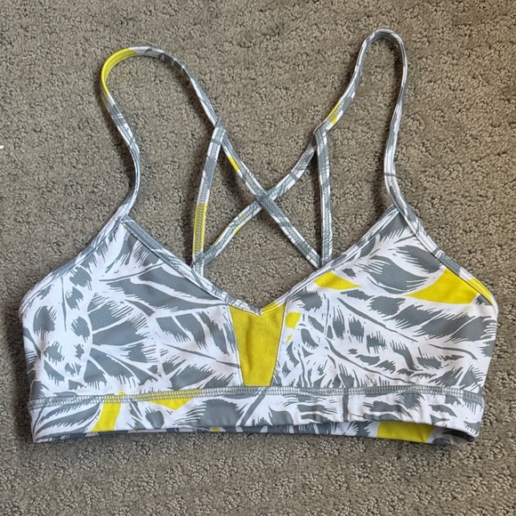 ALO Yoga Other - All Goddess Bra Gray White Yellow Palm Print super rare XS